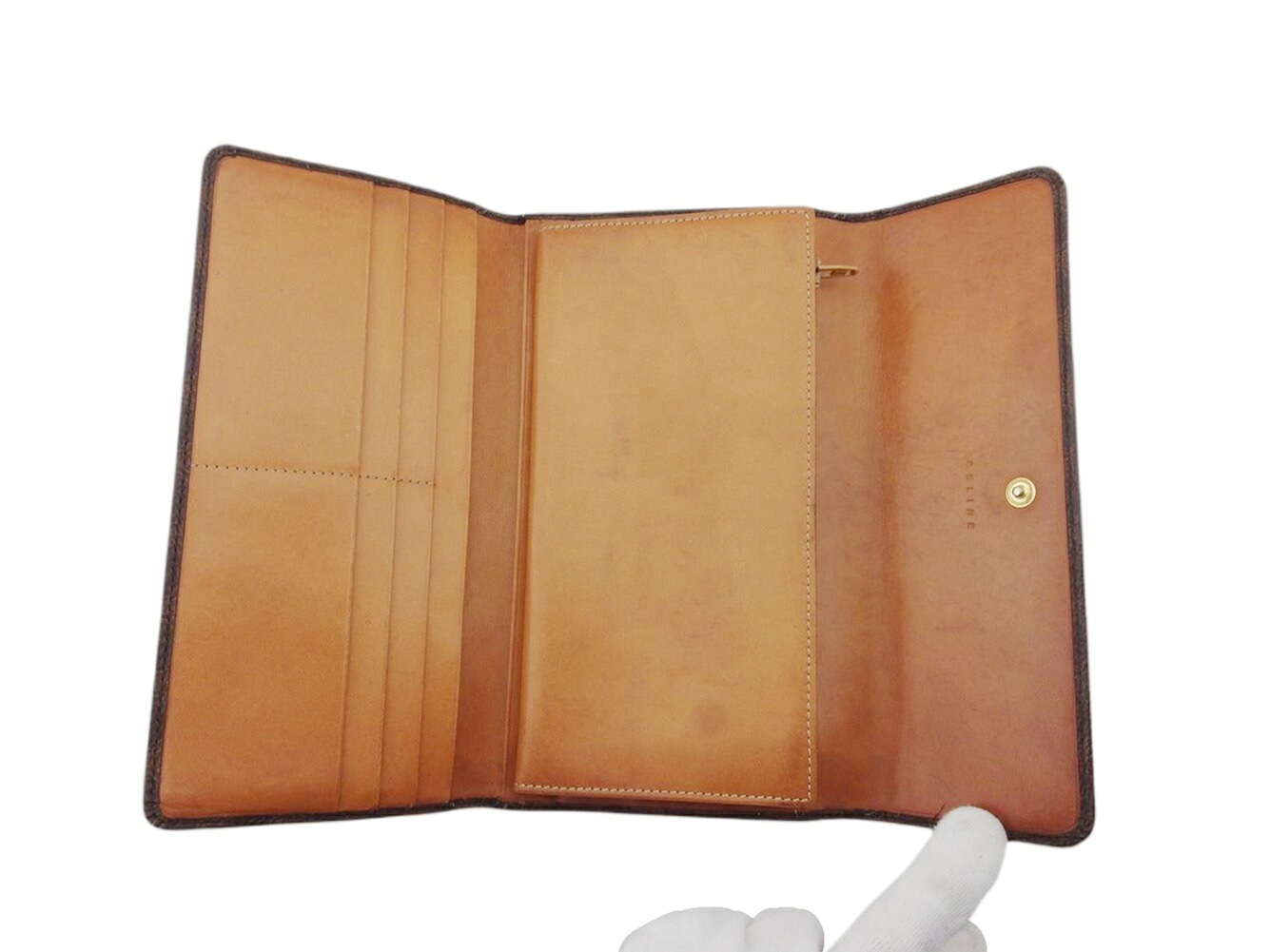 長財布 三つ折り ファスナー 財布 マカダム レディース メンズ ロゴプレート ブラウン ベージュ ゴールド 中古 長財布 三つ折り ファスナー 財布 マカダム レディース メンズ ロゴプレート ブラウン ベージュ ゴールド 中古