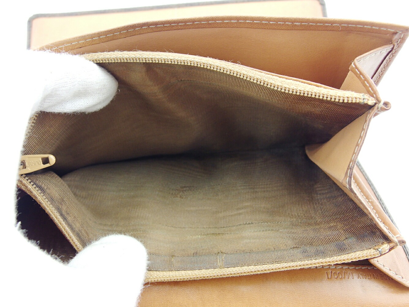 長財布 三つ折り ファスナー 財布 マカダム レディース メンズ ロゴプレート ブラウン ベージュ ゴールド 中古 長財布 三つ折り ファスナー 財布 マカダム レディース メンズ ロゴプレート ブラウン ベージュ ゴールド 中古