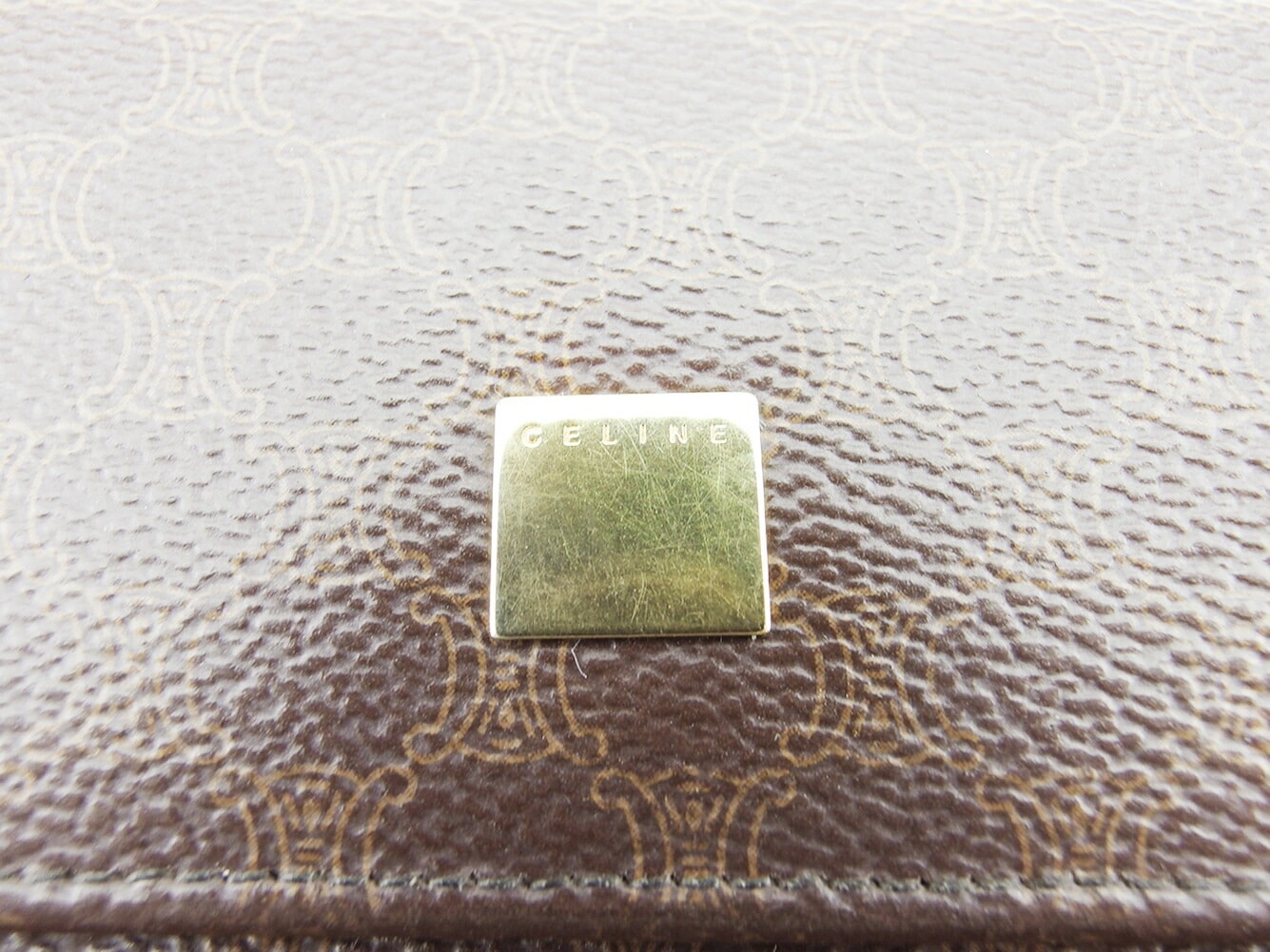 長財布 三つ折り ファスナー 財布 マカダム レディース メンズ ロゴプレート ブラウン ベージュ ゴールド 中古 長財布 三つ折り ファスナー 財布 マカダム レディース メンズ ロゴプレート ブラウン ベージュ ゴールド 中古