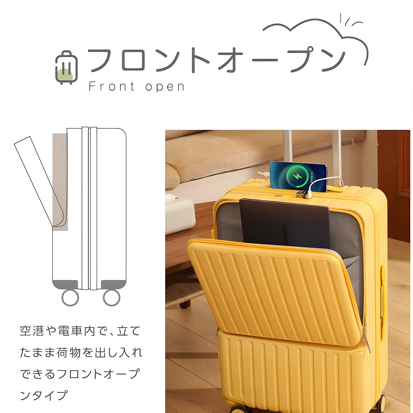 スーツケース 機内持ち込み 前開き キャリーケース Sサイズ Mサイズ フロントオープン 軽量 耐衝撃 USBポート カップホルダー フック搭載 キャリーバッグ 短途旅行 海外 国内 旅行 トラベル スーツケース 機内持ち込み 前開き キャリーケース Sサイズ Mサイズ フロントオープン 軽量 耐衝撃 USBポート カップホルダー フック搭載 キャリーバッグ 短途旅行 海外 国内 旅行 トラベル