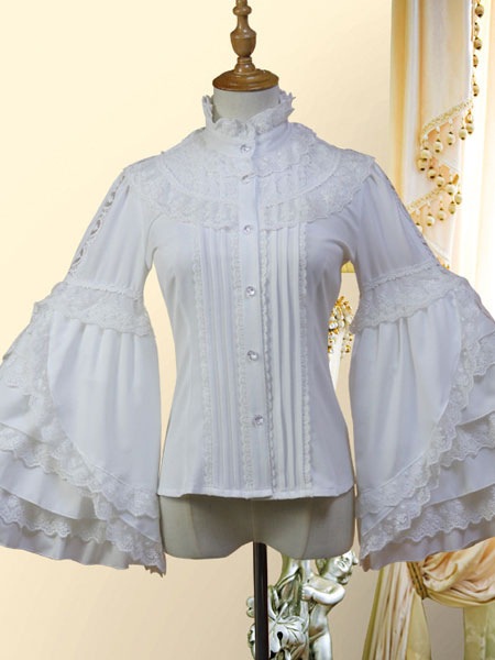 【2点購入で150OFF】【短納期】クラシックロリータシャツボウレースレイヤードラッフルシフォンホワイトロリータブラウス 【2点購入で150OFF】【短納期】クラシックロリータシャツボウレースレイヤードラッフルシフォンホワイトロリータブラウス