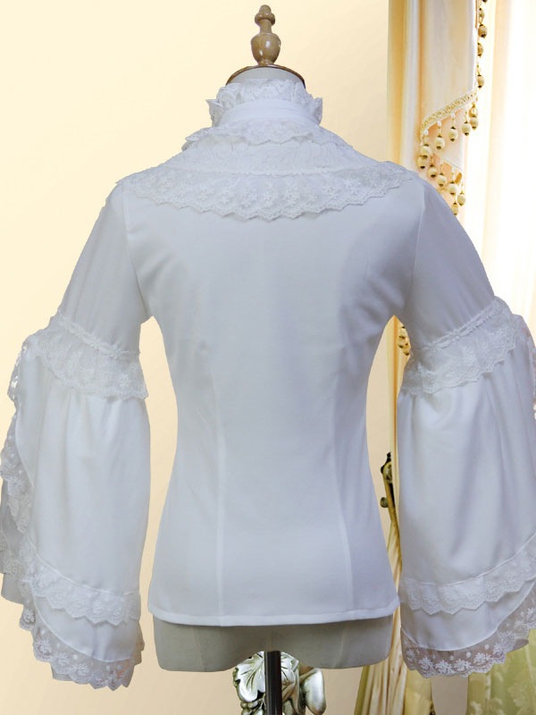 【2点購入で150OFF】【短納期】クラシックロリータシャツボウレースレイヤードラッフルシフォンホワイトロリータブラウス 【2点購入で150OFF】【短納期】クラシックロリータシャツボウレースレイヤードラッフルシフォンホワイトロリータブラウス