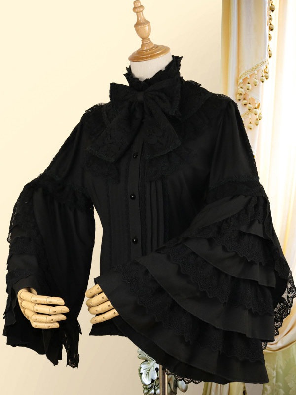 【2点購入で150OFF】【短納期】クラシックロリータシャツボウレースレイヤードラッフルシフォンホワイトロリータブラウス 【2点購入で150OFF】【短納期】クラシックロリータシャツボウレースレイヤードラッフルシフォンホワイトロリータブラウス