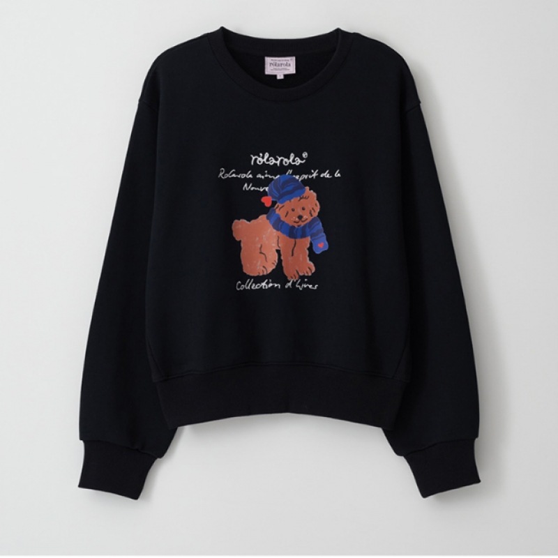 ロラローラローラビーニーパピースウェットシャツブラック