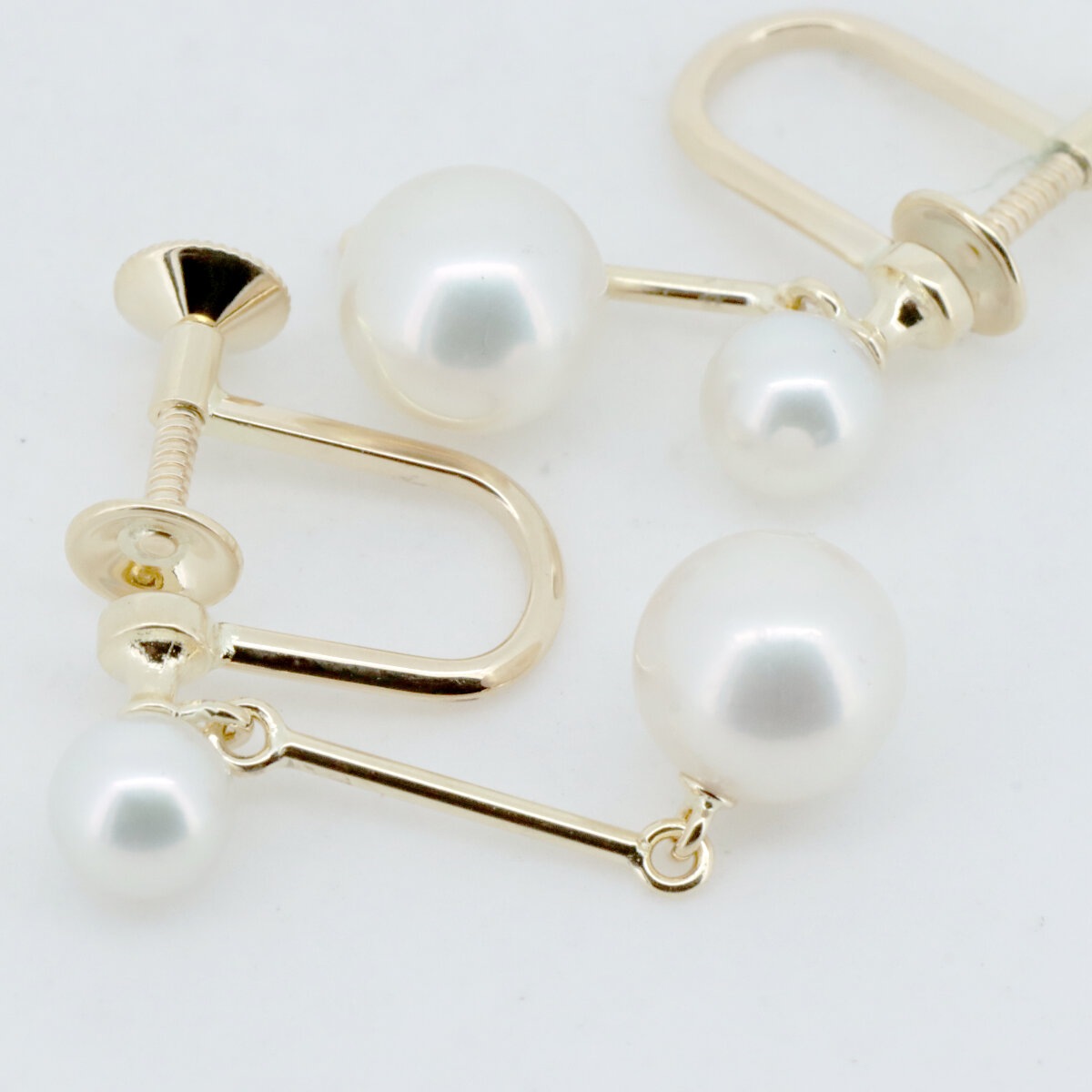 パール イヤリング 7.4ミリ 5.0ミリ 真珠 K18YG(18金 イエローゴールド) 質屋出品