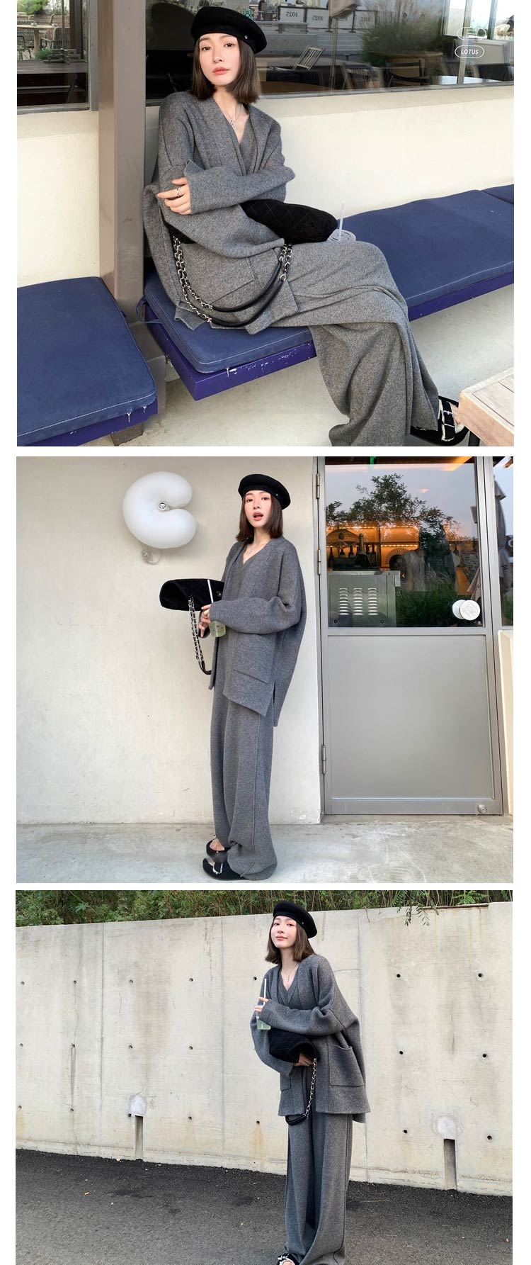 セットアップ カーディガン レディース 秋冬 ニット カットソー ワイドパンツ ロング ニットアップ リブニット リブ ニットアウター アウター 長袖 パンツスーツ ニットウェア パンツセット キレイ