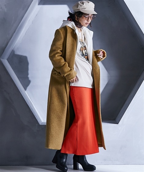 ダウンジャケット・コート シャギーチェスターコート GEVS. 大きいサイズ対応