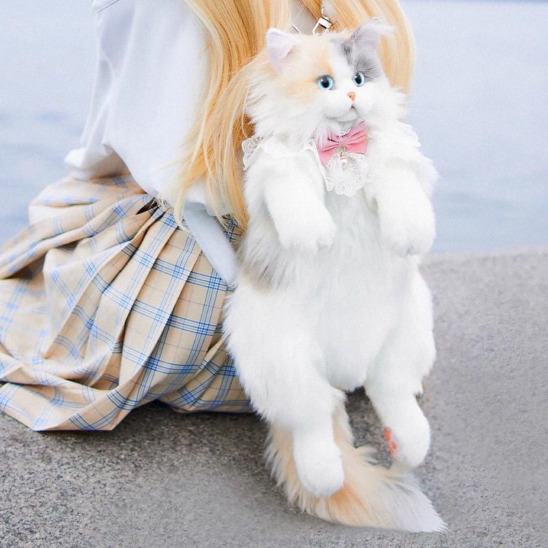 淡い三花猫のリュックサックのぬいぐるみのぬいぐるみが彼女の誕生日サプライズをプレゼントします 淡い三花猫のリュックサックのぬいぐるみのぬいぐるみが彼女の誕生日サプライズをプレゼントします