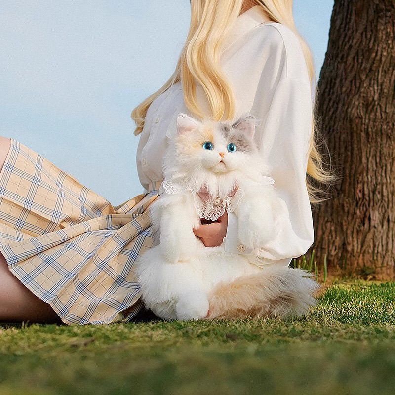 淡い三花猫のリュックサックのぬいぐるみのぬいぐるみが彼女の誕生日サプライズをプレゼントします 淡い三花猫のリュックサックのぬいぐるみのぬいぐるみが彼女の誕生日サプライズをプレゼントします