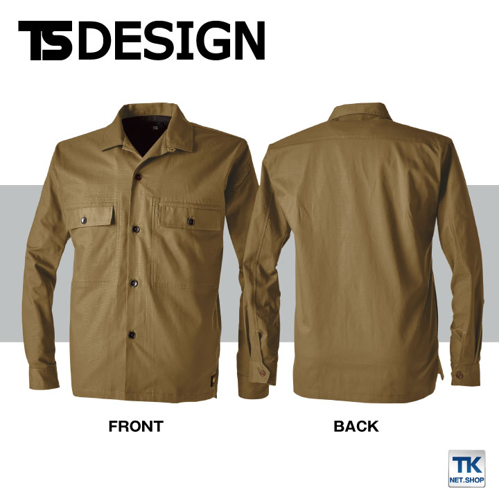 TS DESIGN X TECライトクロスメンズニッカーズロングスリーブシャツジャケット 日本製 吸汗速乾 大容量 動きやすい 軽量 作業着 作業服 春夏 /tw-55306-b