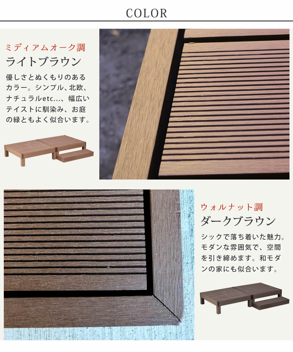 住まいスタイル 人工木ウッドデッキ ecofeel(エコフィール)2台 ステップセット PWDE-2P-STP 住まいスタイル 人工木ウッドデッキ ecofeel(エコフィール)2台 ステップセット PWDE-2P-STP