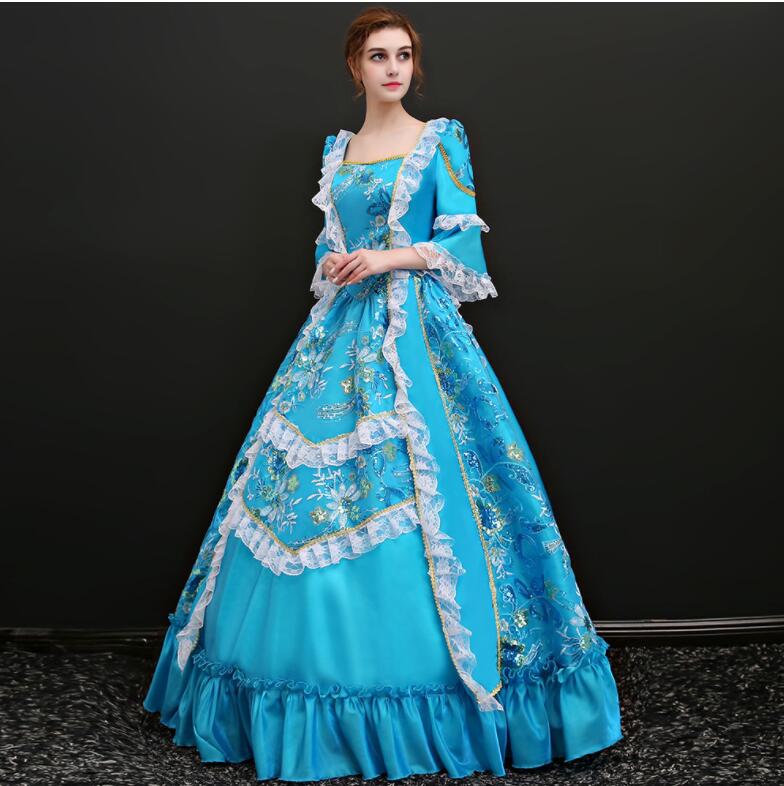 お嬢様ワンピース ヨーロッパ風ドレス 貴族ドレス 高級感 宮廷ドレス 可愛い パーティードレス プリンセスドレス 演劇 文化祭 学園祭 ステージ衣装 フレア袖 帽子付き 中世貴族風 オペラ声楽 舞踏会