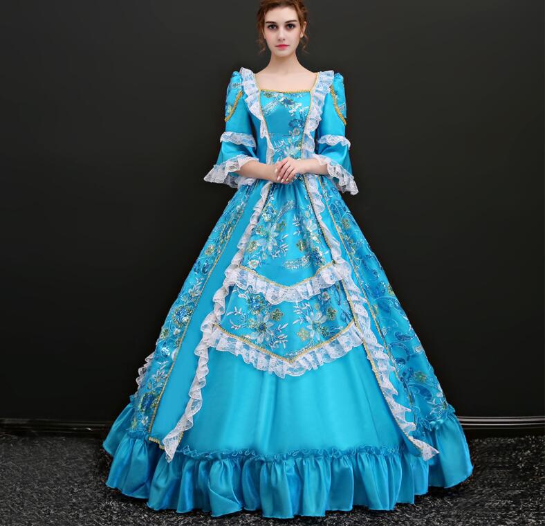 お嬢様ワンピース ヨーロッパ風ドレス 貴族ドレス 高級感 宮廷ドレス 可愛い パーティードレス プリンセスドレス 演劇 文化祭 学園祭 ステージ衣装 フレア袖 帽子付き 中世貴族風 オペラ声楽 舞踏会