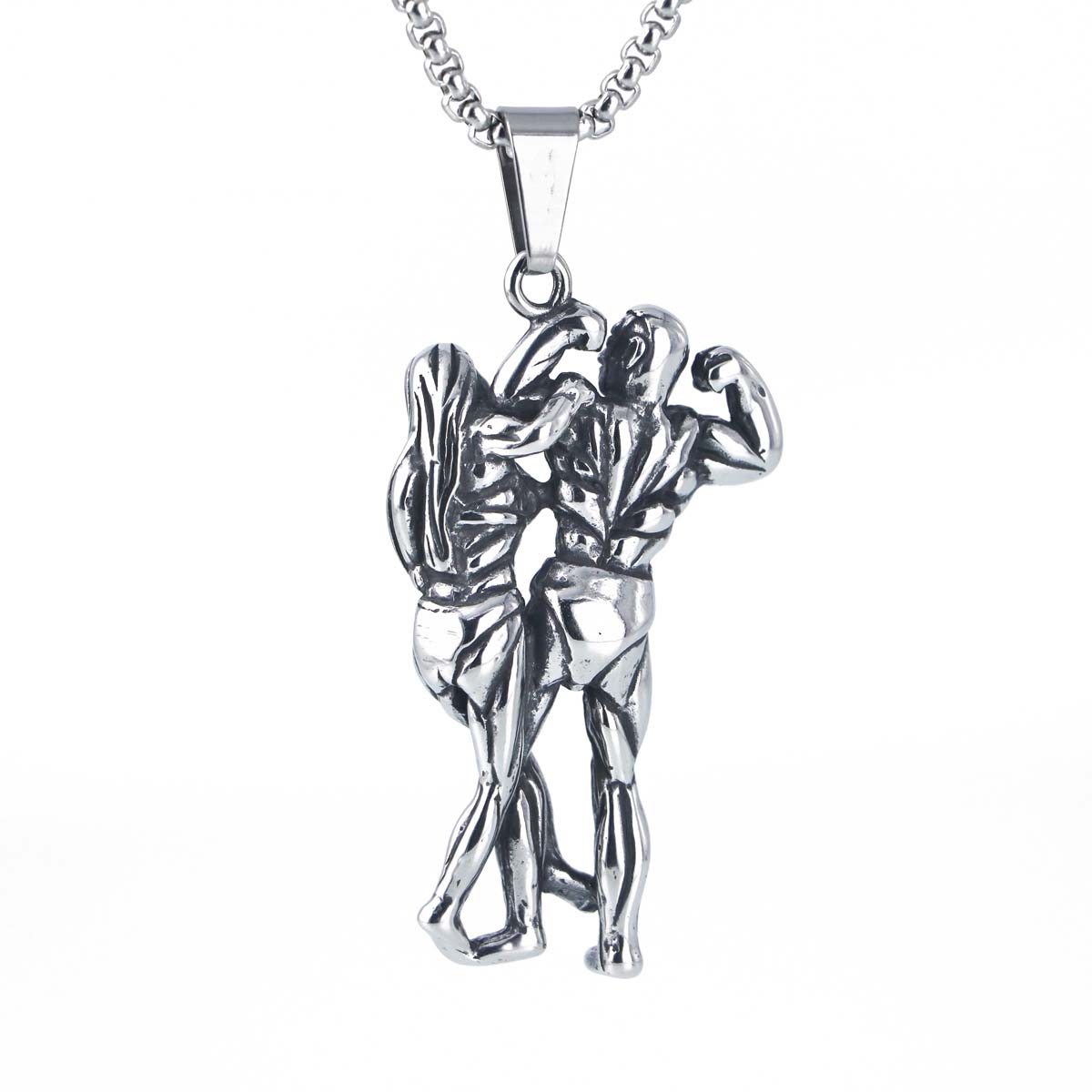 フィットネスカップルステンレスネックレス(60cmのステンレスチェーン付き) ネックレスチェーン ペンダントトップ サージカルステンレス316L メンズ レディース チョーカー 立体 おもしろ 面白い フィットネスカップルステンレスネックレス(60cmのステンレスチェーン付き) ネックレスチェーン ペンダントトップ サージカルステンレス316L メンズ レディース チョーカー 立体 おもしろ 面白い