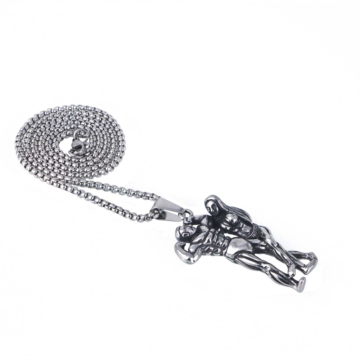 フィットネスカップルステンレスネックレス(60cmのステンレスチェーン付き) ネックレスチェーン ペンダントトップ サージカルステンレス316L メンズ レディース チョーカー 立体 おもしろ 面白い フィットネスカップルステンレスネックレス(60cmのステンレスチェーン付き) ネックレスチェーン ペンダントトップ サージカルステンレス316L メンズ レディース チョーカー 立体 おもしろ 面白い