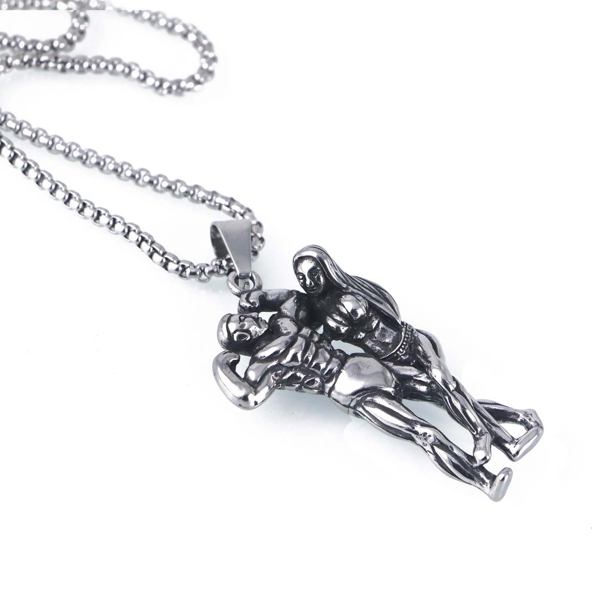 フィットネスカップルステンレスネックレス(60cmのステンレスチェーン付き) ネックレスチェーン ペンダントトップ サージカルステンレス316L メンズ レディース チョーカー 立体 おもしろ 面白い フィットネスカップルステンレスネックレス(60cmのステンレスチェーン付き) ネックレスチェーン ペンダントトップ サージカルステンレス316L メンズ レディース チョーカー 立体 おもしろ 面白い