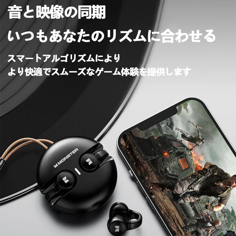 イヤホン ワイヤレスイヤホンMonster Bluetooth5.3 左右分離型 対応 高音質 重低音 音楽 長時間 通話可 Hi-Fi高音質 自動ペアリング IPX7防水