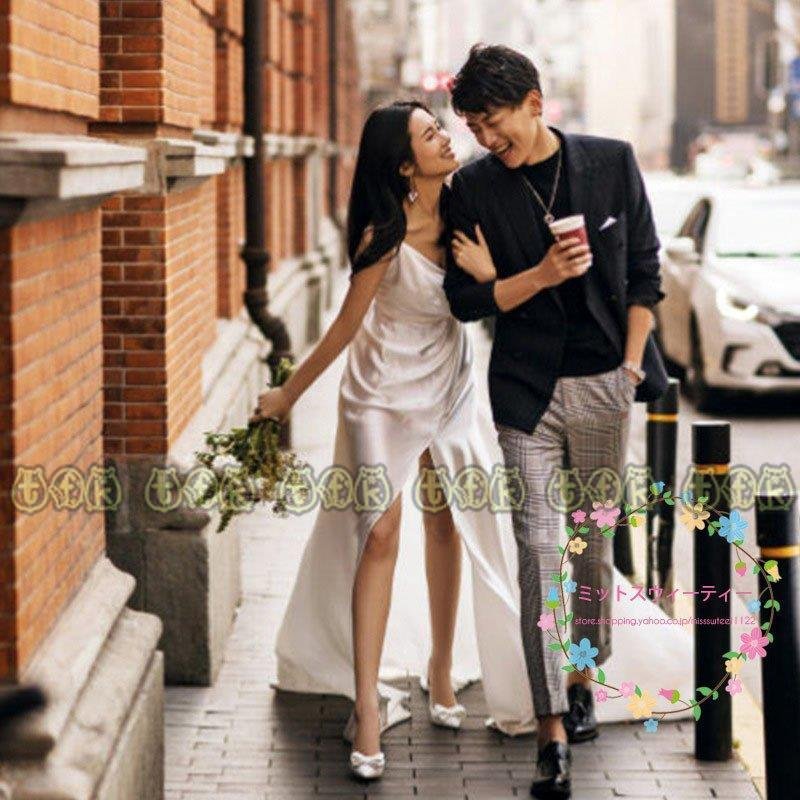 ウエディングドレス 花嫁 ウェディングドレス 結婚式 披露宴 二次会 ドレス シンプル スリット 海