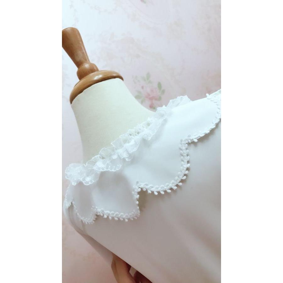 ロリータ ブラウス ベルスリーブ 長袖 ゴスロリ 姫系 フリル スリム エレガント ホワイト