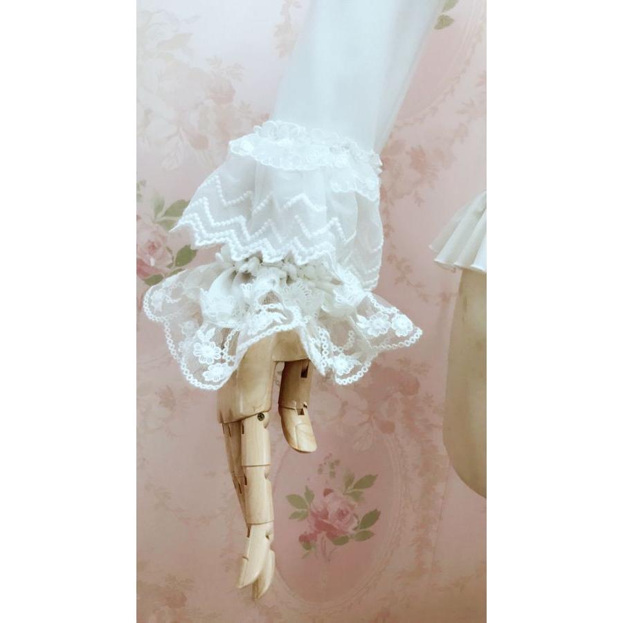 ロリータ ブラウス ベルスリーブ 長袖 ゴスロリ 姫系 フリル スリム エレガント ホワイト