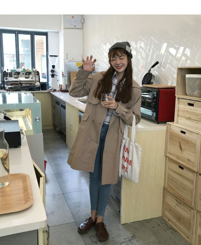 レディース服 女性 ファッション コート アウター トレンチコート ロング丈 秋服 ダブルボタン ゆったり フリーサイズ ストリート風 カジュアル ガーリー レディース服 女性 ファッション コート アウター トレンチコート ロング丈 秋服 ダブルボタン ゆったり フリーサイズ ストリート風 カジュアル ガーリー