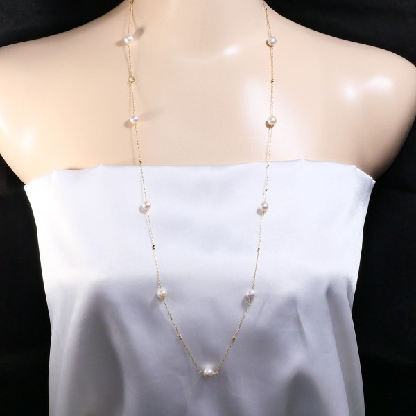 K18 18金 YG イエローゴールド ネックレス パール(真珠) 約80cm ジュエリー 中古