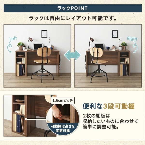 デスク付 ロフトベッド シングル ベッド（黒）+デスク（WNT）90cm ポケットマット付