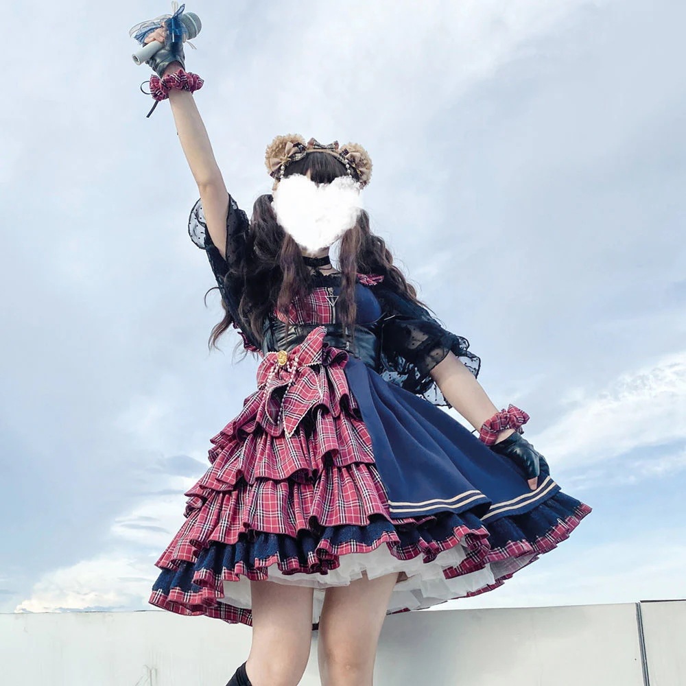 ミラーガールjskパンクエレクトロニックミュージックガールスイートクールロリータロリータサスペンダードレス