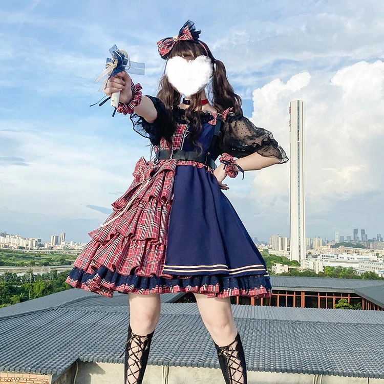 ミラーガールjskパンクエレクトロニックミュージックガールスイートクールロリータロリータサスペンダードレス