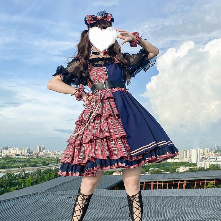 ミラーガールjskパンクエレクトロニックミュージックガールスイートクールロリータロリータサスペンダードレス