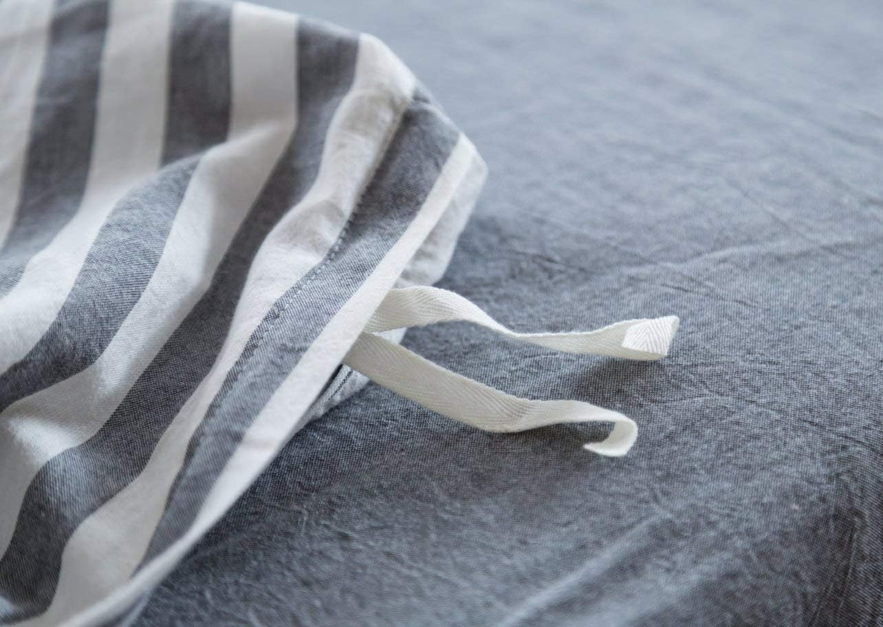 【ダブル布団カバー1枚枕カバー2枚】オーガニックコットン洗いざらしの綿100% 掛ふとんカバー ダブル 3点セット掛け布団カバー 枕カバー 洗い替え 寝具カバー 防ダニ グラデーションストライプ (