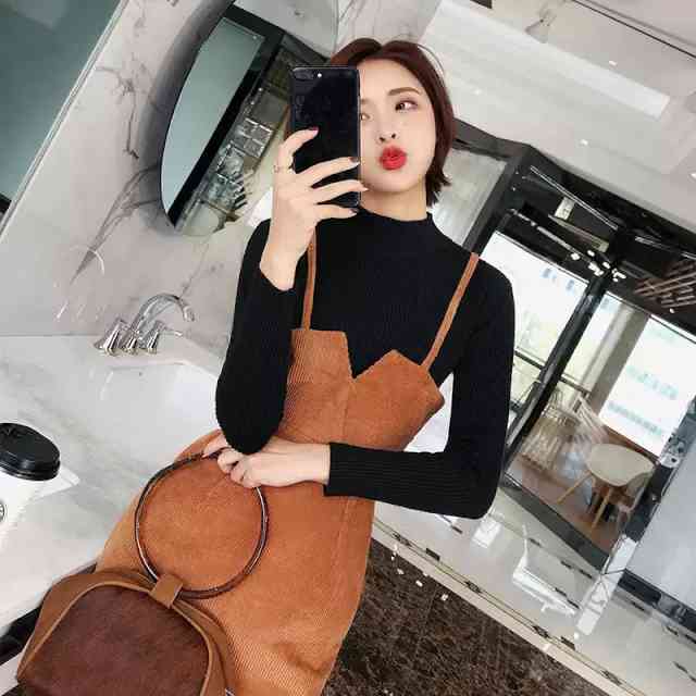 【即納】セットアップ レディース ニット スカート トップス 秋冬 ワンピース 大きいサイズ タートルネックタイトスカート 痩せて見える スレンダー コーデュロイ風 ハイネックニットトップス お出かけ