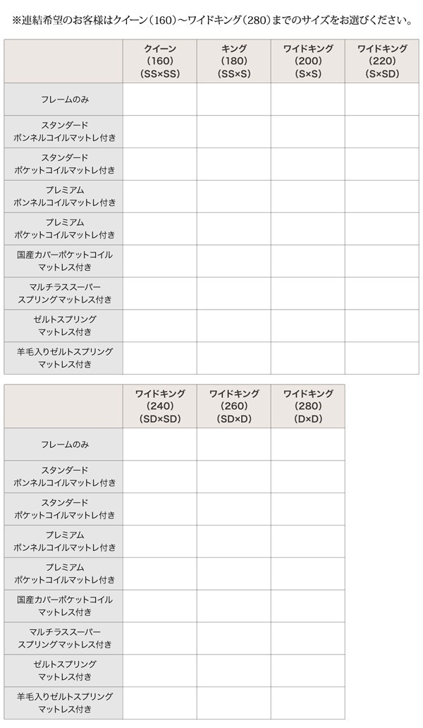 [組立設置付]大型 フロアベッド [ラトゥース] プレミアムボンネルコイルマットレス付 ワイドK260(SD+D) ブラック [マットレス]白