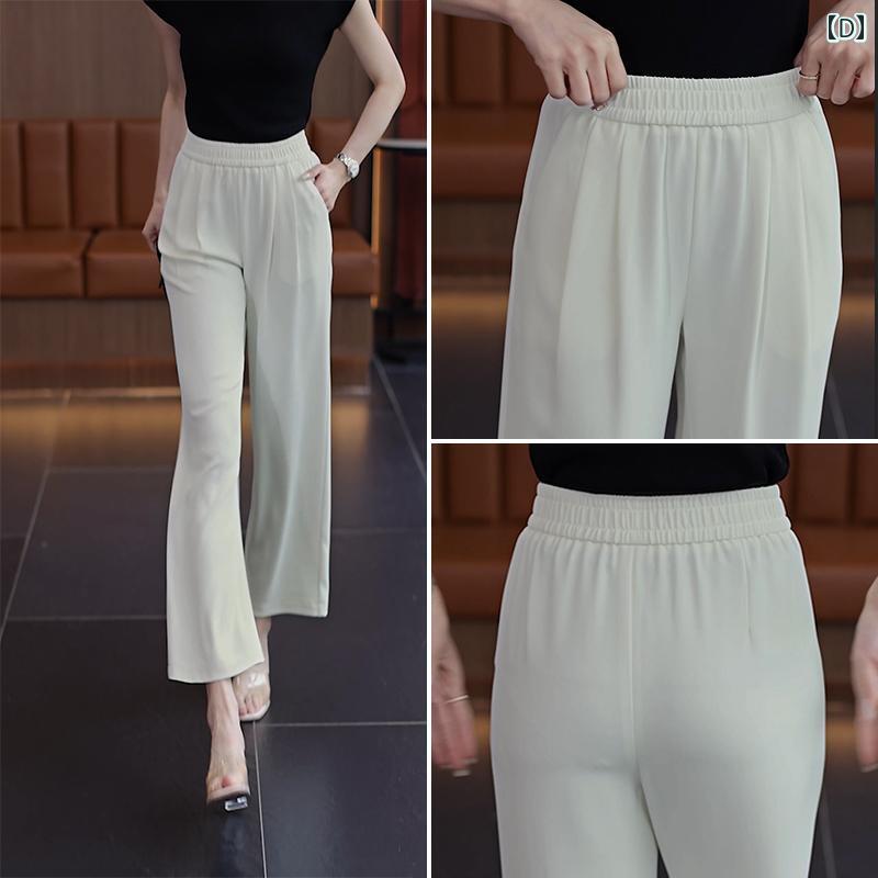 レディース ファッション おしゃれ 九分丈 ひんやり 涼しい 快適 ワイドレッグ パンツ 夏 薄手 涼しい ハイウエスト ストレート パンツ 通気性 快適 クール パンツ