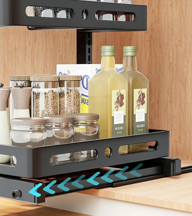 スライド式収納ラック シンク下収納 キッチンラック 調味料入れ収納 小物収納 おしゃれ ブラック ホワイト キッチン収納 炭素鋼 丈夫 便利 省スペース スライド式収納ラック シンク下収納 キッチンラック 調味料入れ収納 小物収納 おしゃれ ブラック ホワイト キッチン収納 炭素鋼 丈夫 便利 省スペース