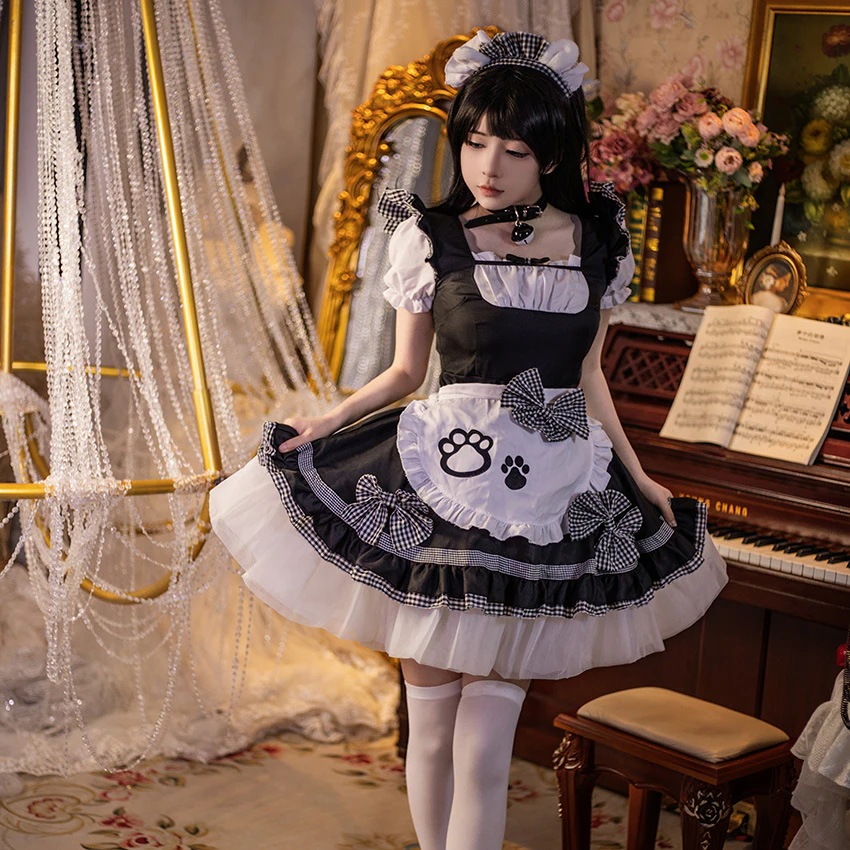 猫娘古典系白黒メイド服メイド服ハロウィーン服コスプレ衣装 猫娘古典系白黒メイド服メイド服ハロウィーン服コスプレ衣装