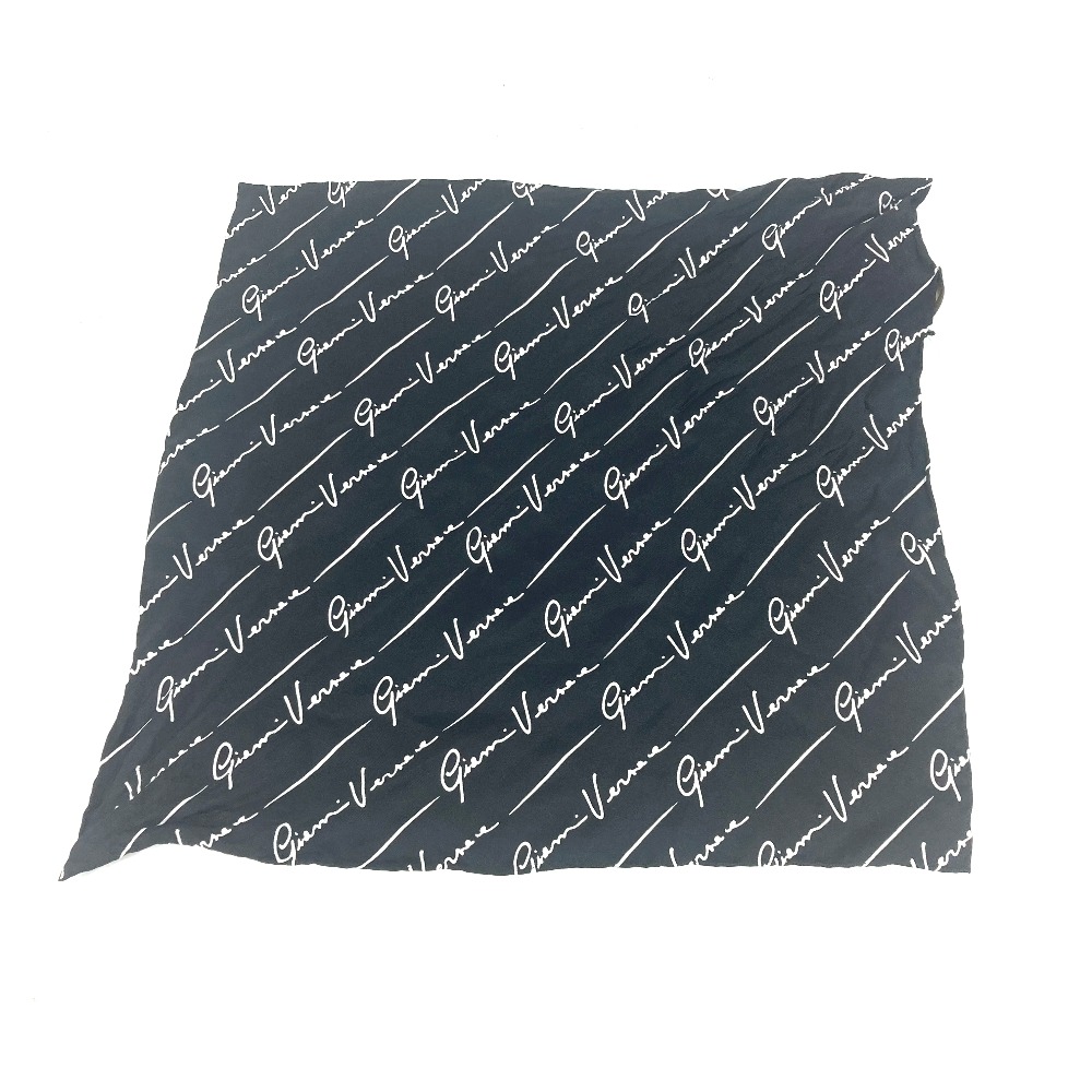 キーホルダー ロゴ スカーフ付き バッグチャーム シルク ブラック