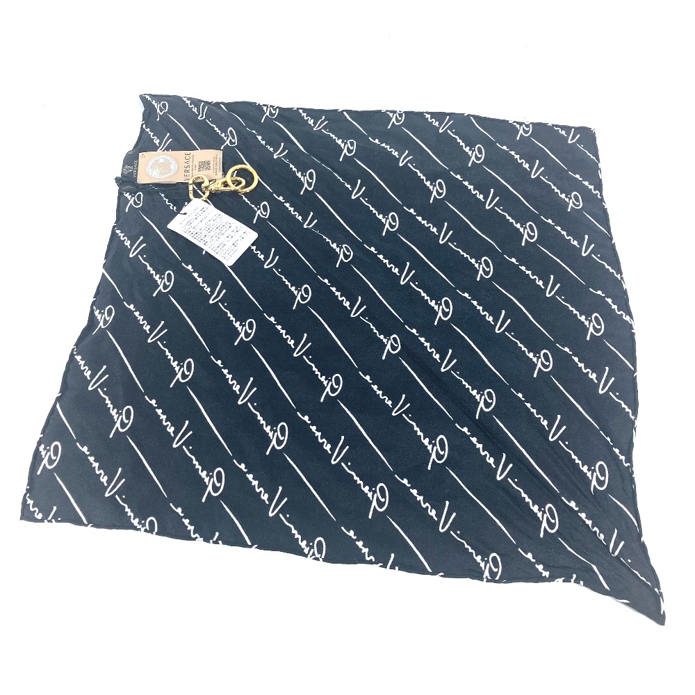 キーホルダー ロゴ スカーフ付き バッグチャーム シルク ブラック