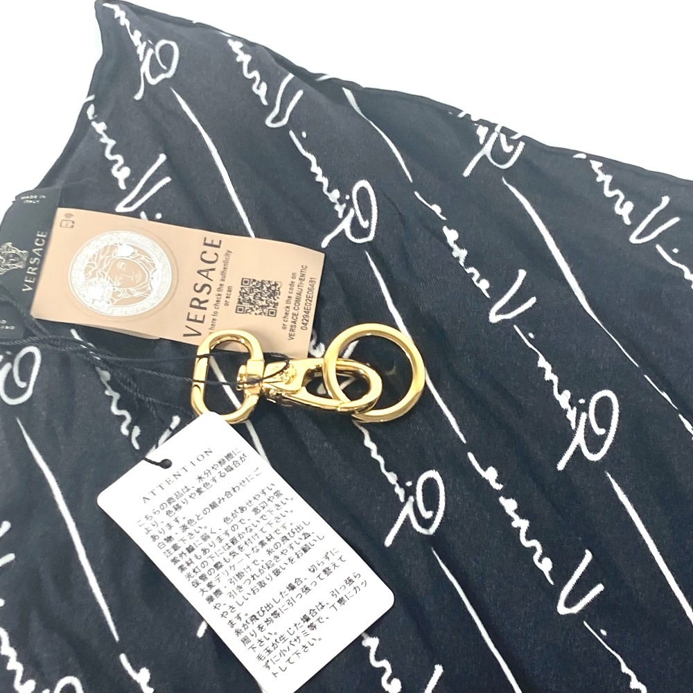 キーホルダー ロゴ スカーフ付き バッグチャーム シルク ブラック