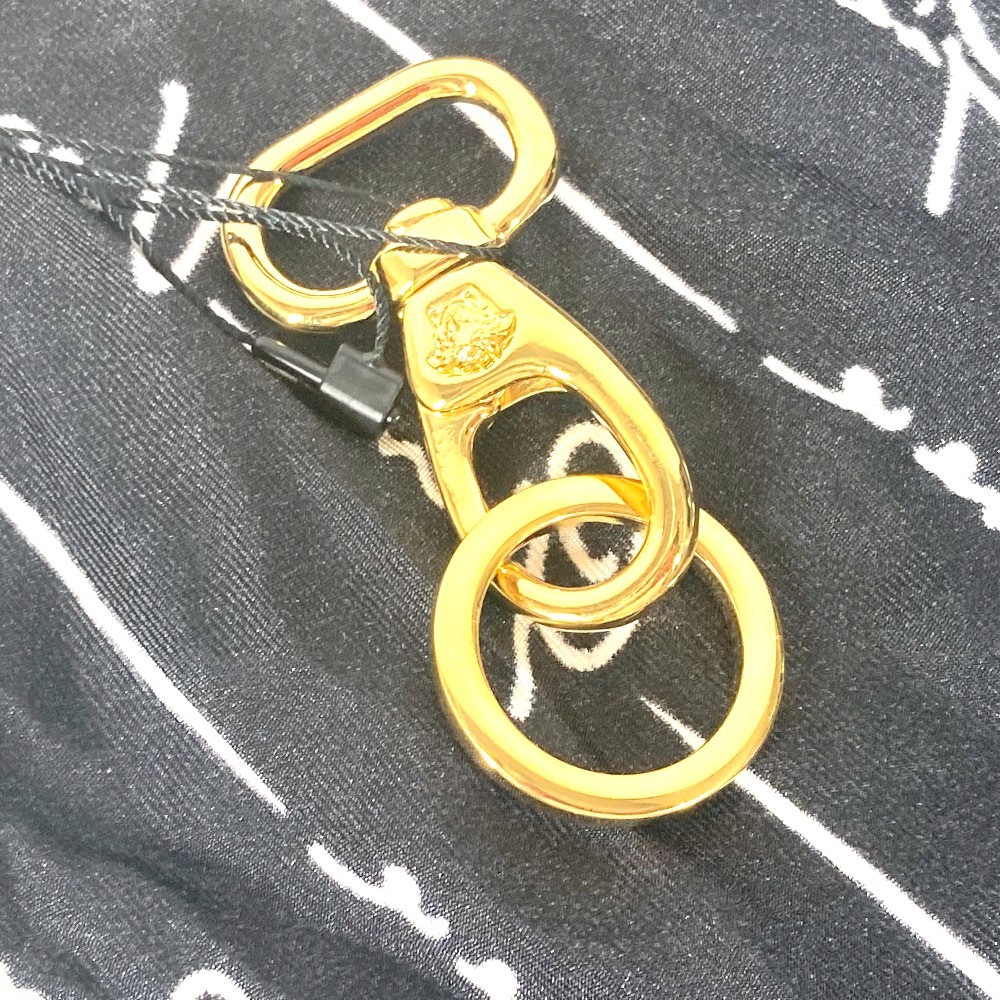 キーホルダー ロゴ スカーフ付き バッグチャーム シルク ブラック