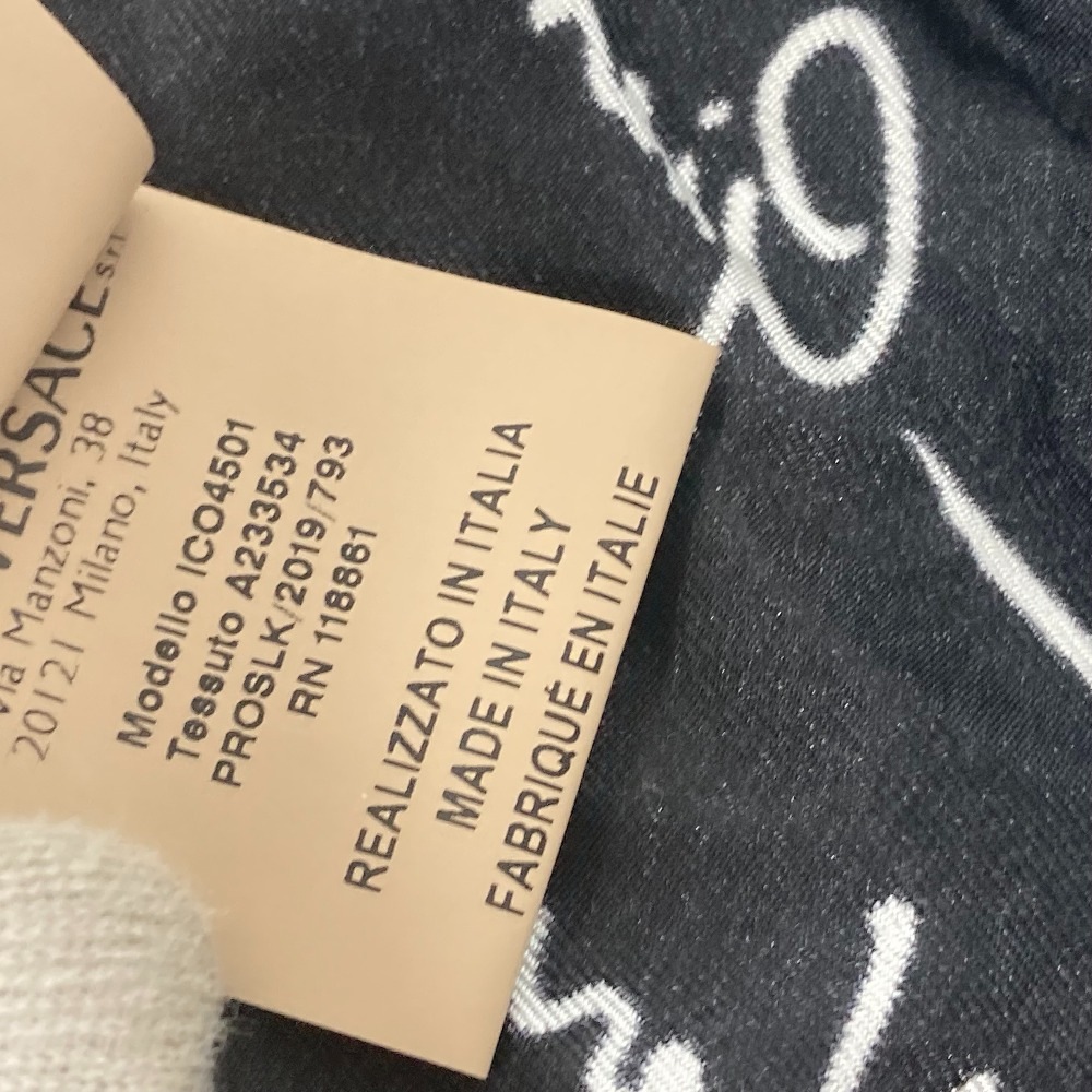 キーホルダー ロゴ スカーフ付き バッグチャーム シルク ブラック