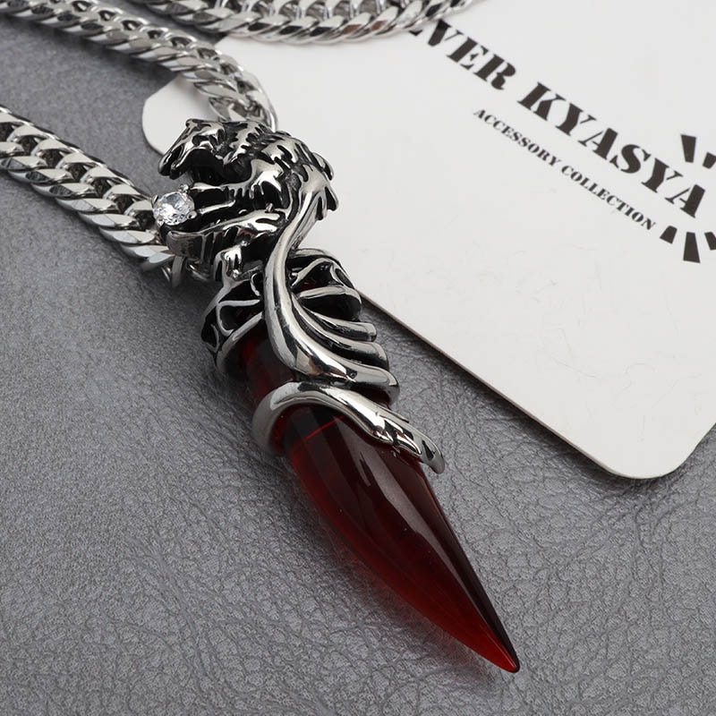 ウルフファング＆ダブル喜平ネックレス [n881-red-n348-6mm]