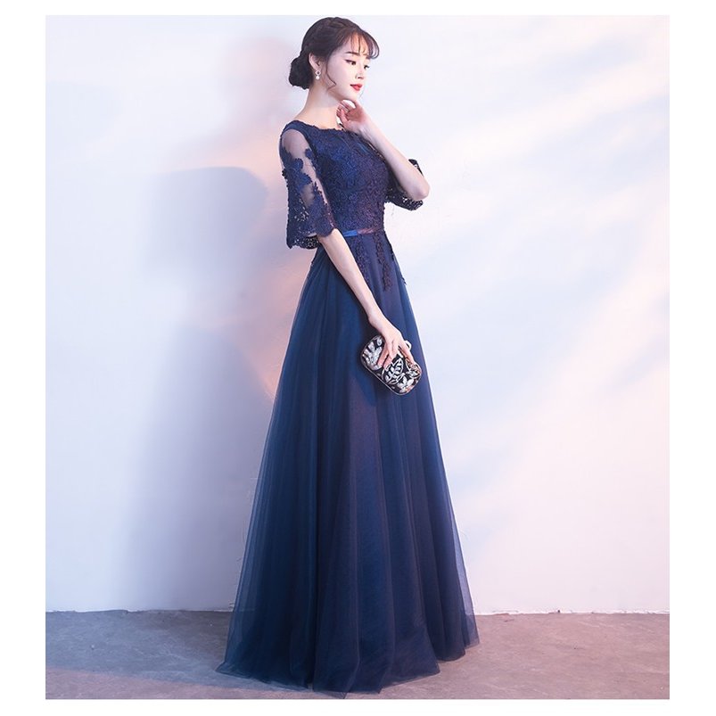 パーティードレス 結婚式 ドレス 袖あり ウェディングドレス 花嫁 パーティドレス ロング丈 二次会