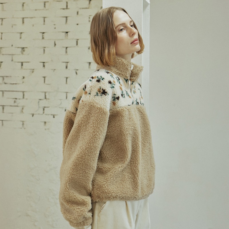 FLOWER FLEECE ZIP UP_2 colors