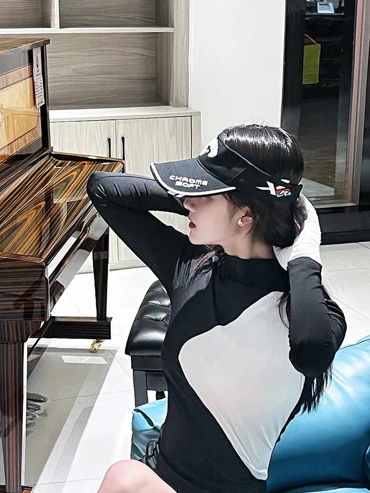 ゴルフウェア レディース スポーツウェア プリーツスカ 薄手 半袖 袖無し 長袖 日焼け止め PLシャツ Tシャツ スカート 上下セット 黒白 女性 テニスウェア 速乾 韓国風 おしゃれ772