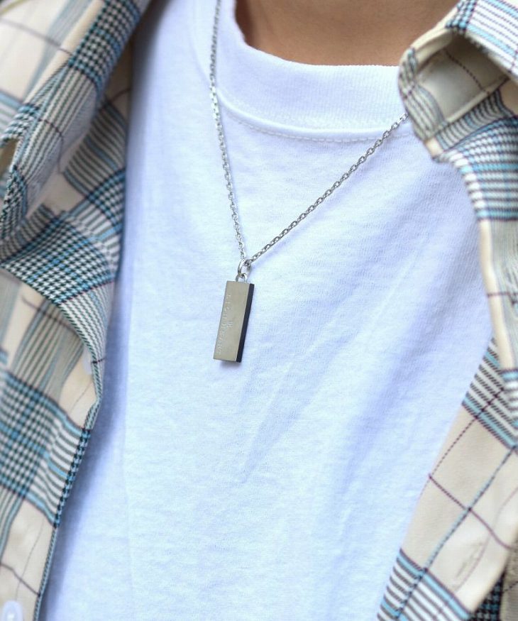 ネックレス メンズ トライ ロゴ プレート ステンレス LH-03NE0235 【ネコポス】