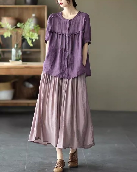 トップス モテアイテム 可愛い サイズ豊富 大きいサイズ シャツ ブラウス 半袖 ラウンドネック 襟なし Aライン ボタン フリル 透け感 通気性 ギャザー ギャザー使い 薄手 かわいい トップス モテアイテム 可愛い サイズ豊富 大きいサイズ シャツ ブラウス 半袖 ラウンドネック 襟なし Aライン ボタン フリル 透け感 通気性 ギャザー ギャザー使い 薄手 かわいい