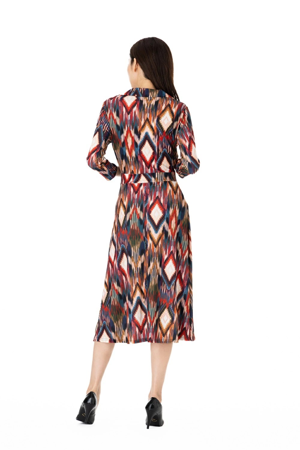 エジェリワンピース EGERIEワンピース T1 T2 T3サイズ 七分袖 ミモレ丈ワンピース 幾何柄 襟 ジャージー インポートワンピース マルチ エジェリワンピース EGERIEワンピース T1 T2 T3サイズ 七分袖 ミモレ丈ワンピース 幾何柄 襟 ジャージー インポートワンピース マルチ