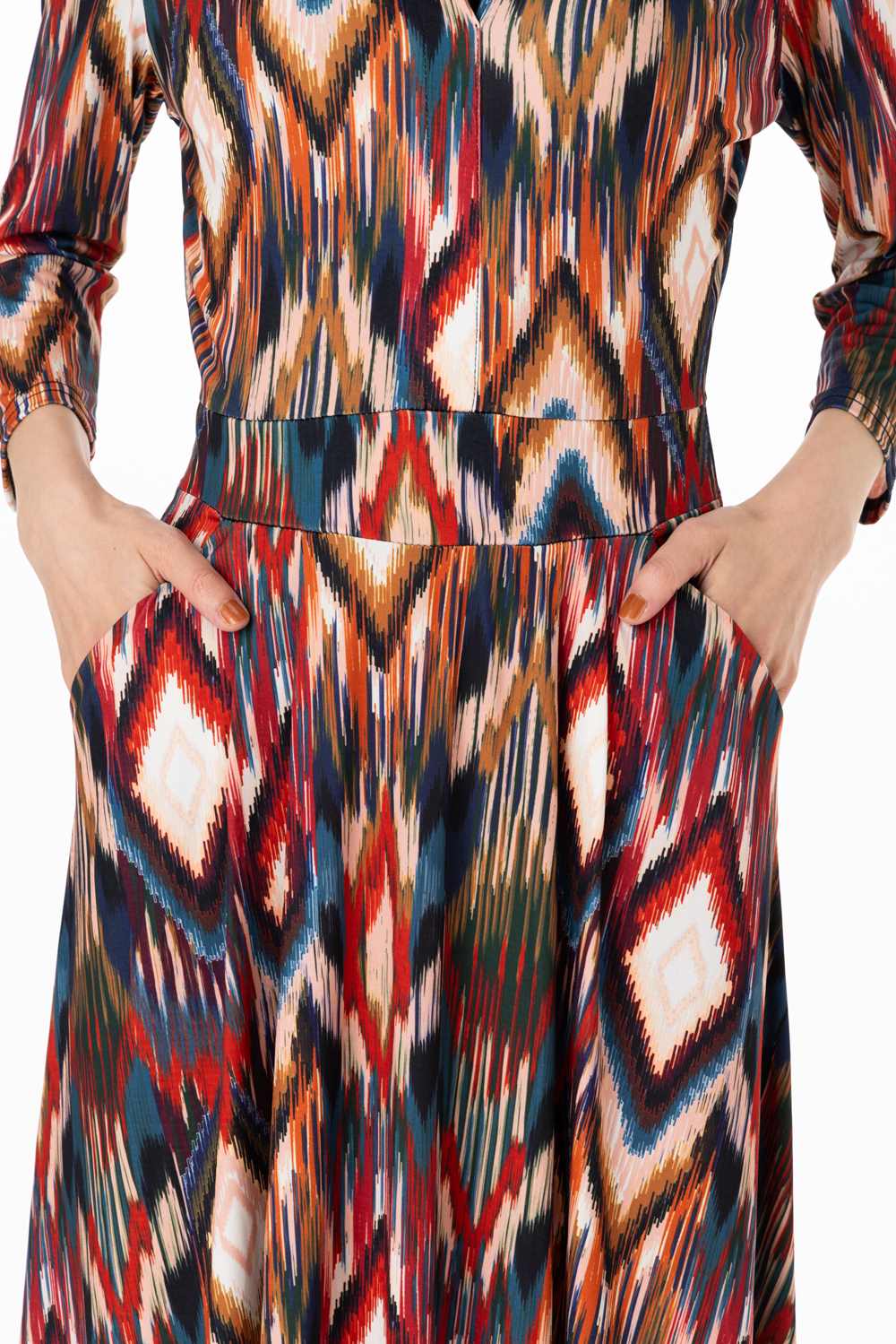 エジェリワンピース EGERIEワンピース T1 T2 T3サイズ 七分袖 ミモレ丈ワンピース 幾何柄 襟 ジャージー インポートワンピース マルチ エジェリワンピース EGERIEワンピース T1 T2 T3サイズ 七分袖 ミモレ丈ワンピース 幾何柄 襟 ジャージー インポートワンピース マルチ