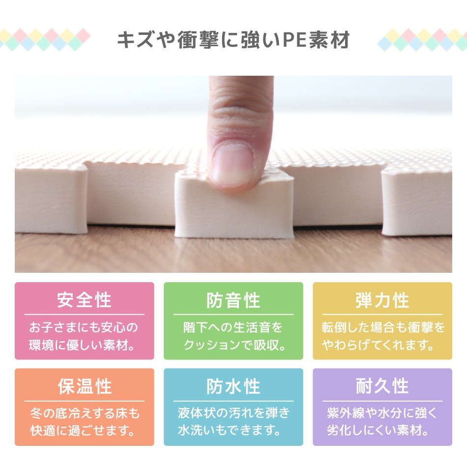 ジョイントマット カーペット 大判 60cm 12畳 64枚 クッションマット フロアマット 厚手2cm じゅうたん 赤ちゃん プレイマット ベビーマット 防音 防水 撥水 床暖房対応 防音マット